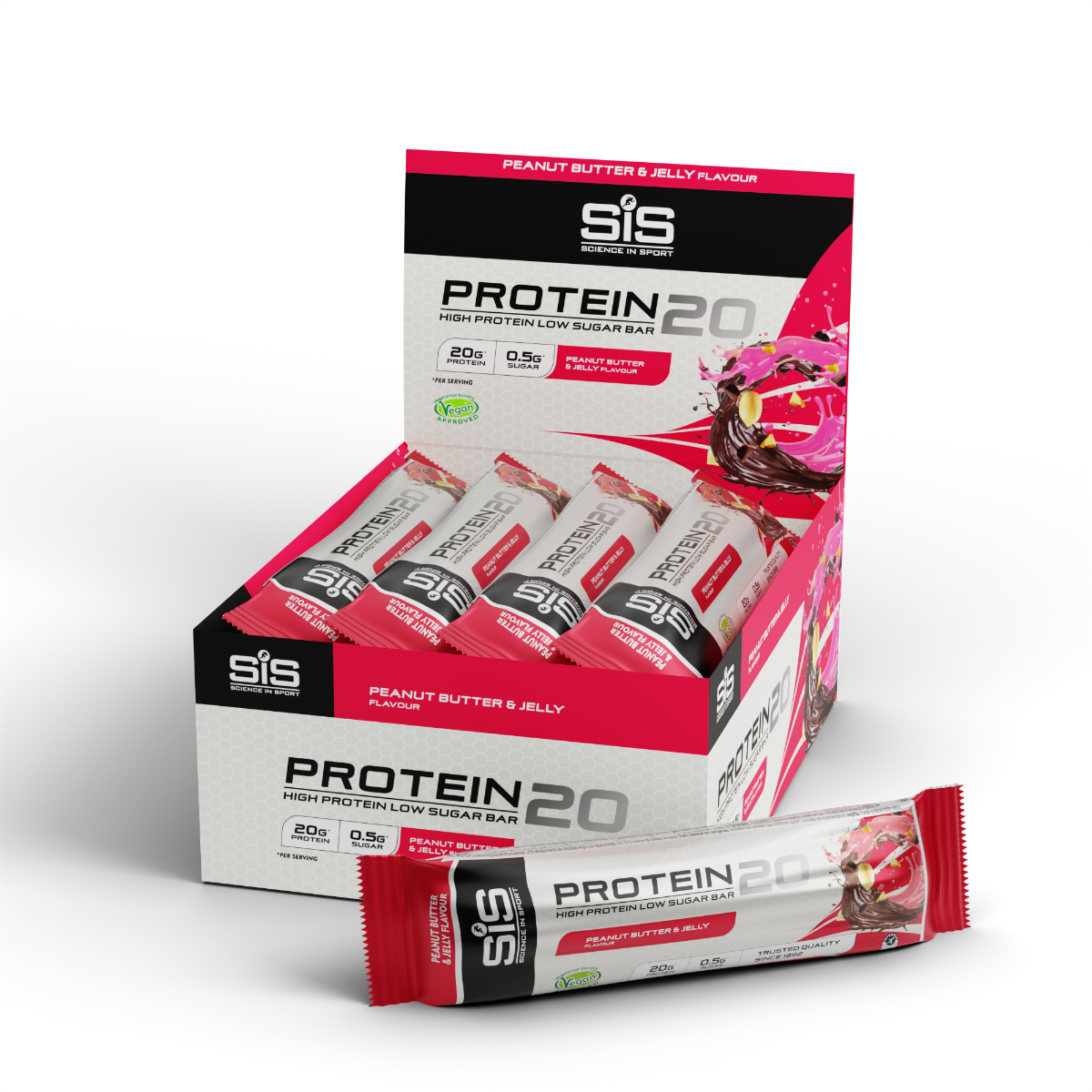 Barrita PROTEIN20 - Paquete 12 (Crema de Cacahuete y Gelatina) 