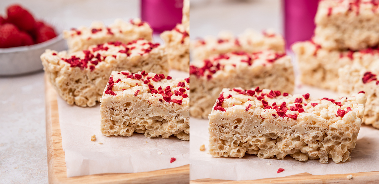Raspberry & White Chocolate Crispy Bars