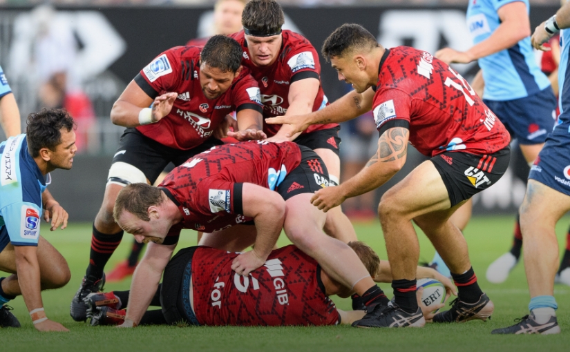 Crusaders playing rugby