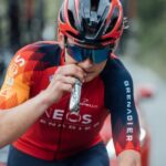 INEOS cyclist taking on gel