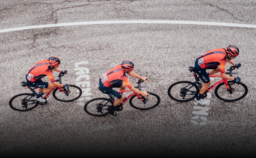 INEOS cycling up hill in Giro