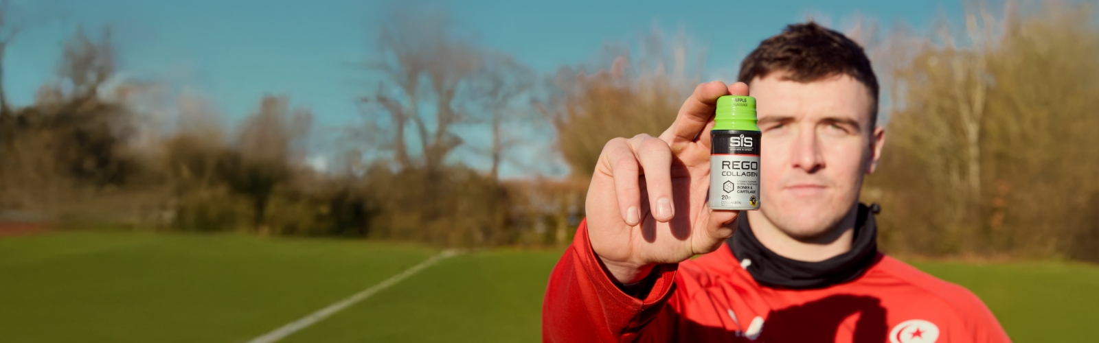 Rugby player with Collagen shot