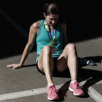 Exhausted female marathoner