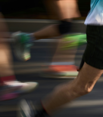 Blurred shot of runner's legs during a marathon